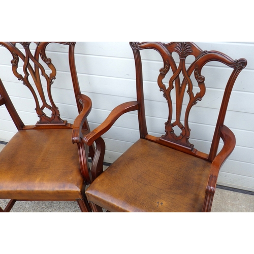 643 - A pair of Chippendale style carver chairs