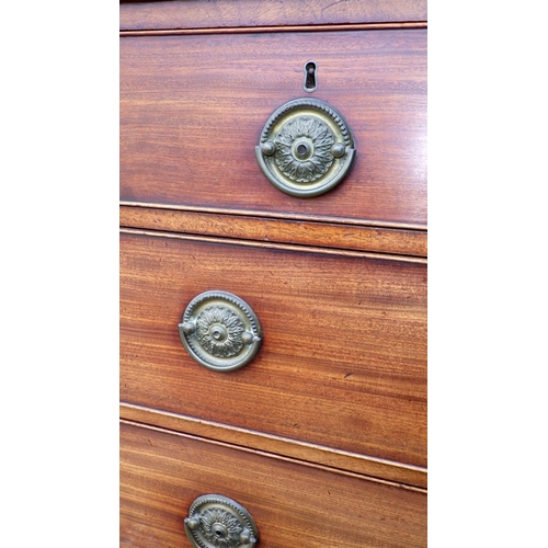 687 - A 19th cen mahogany chest on chest, some pressed brass handles worn through, 105cm wide, 190cm tall ... 