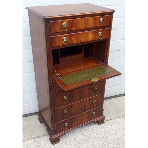 A reproduction mahogany secretaire chest, 60cm wide