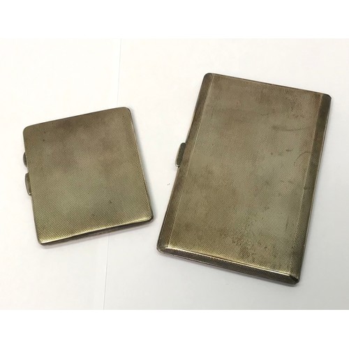A silver cigarette case, 130 x 85mm / 185g; a white metal and enamel cigarette case, the front comprising a guilloche enamel panel incorporating a budgerigar motif, indistinctly marked to inner rim, 85 x 70mm.