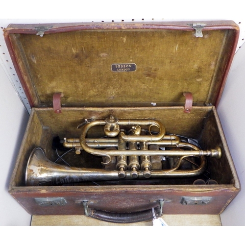 A Besson class A silver plated cased Cornet af