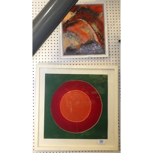 Sir Terry Frost (1915-2003) woodcut print together with a Hilary Holroyd acrylic on board (2)