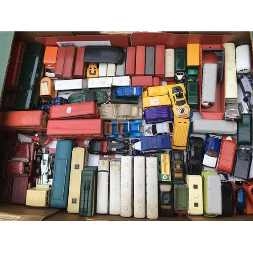 149 - A box containing a collection of loose Diecast vehicles including buses, coaches, vans, etc