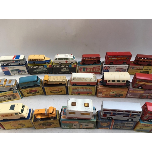 153 - Matchbox toys, Tomica and Lone star tuff tots , boxed Diecast vehicles, including Buses, coaches, va... 