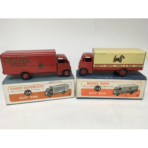 1929 - Dinky  toys, #514 Guy van x2, Slumberland and Spratts, boxed