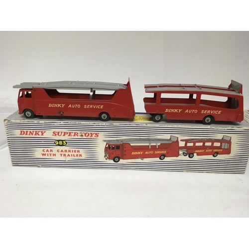 1947 - Dinky Supertoys, #983 Car carrier with trailer, boxed, hook is missing