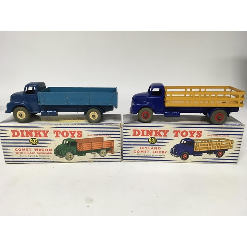 1959 - Dinky toys, #931 Leyland comet lorry and #932 Comet wagon with tailboard, boxed