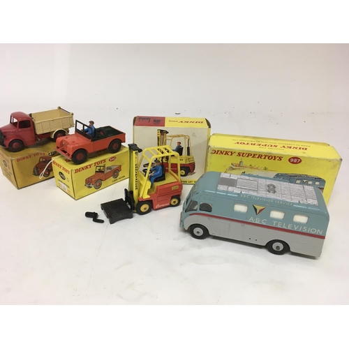 2041 - Dinky toys, #410 Bedford end tipper, #340 Land Rover, #404 Conveyancer fork lift truck and #987 ABC ... 
