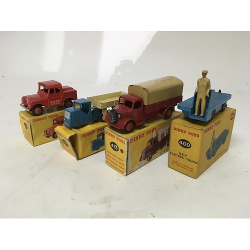 2044 - Dinky toys, #255 Mersey tunnel police van, #415 Mechanical horse and open wagon, #413 Austin covered... 