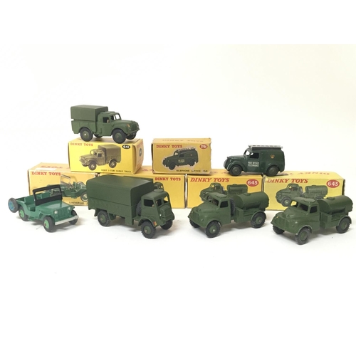 2046 - Dinky toys, Military vehicle's, #405 Universal Jeep, #261 Telephone service van, #643 Army water tan... 