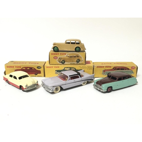 2059 - Dinky toys, #170 Ford Fordor sedan, #151 Triumph 1800 saloon, #171 Hudson commodore sedan and #550 C... 