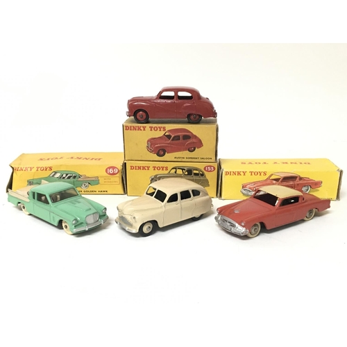 2060 - Dinky toys, #161 Austin Somerset saloon, #153 Standard Vanguard saloon, #169 Studebaker Golden Hawk ... 