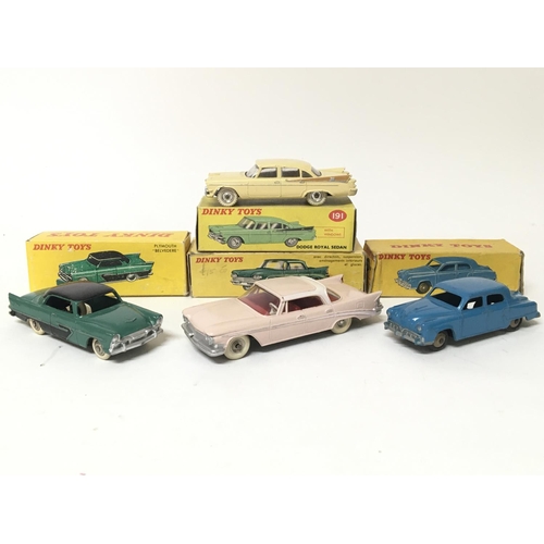 2064 - Dinky toys, #24D Plymouth Belvedere, #172 Studebaker land cruiser, #550 Chrysler Saratoga and #191 D... 