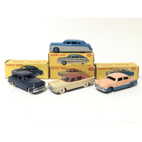 2066 - Dinky toys, #180 Packard clipper sedan, #170 Ford Fordor sedan, #171 Hudson commodore sedan and #24X... 
