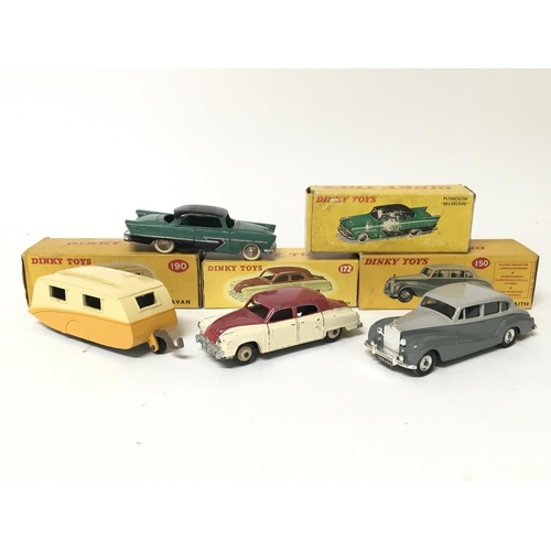 2072 - Dinky toys, #172 Studebaker land cruiser, #24D Plymouth Belvedere, #150 Rolls Royce silver wraith an... 