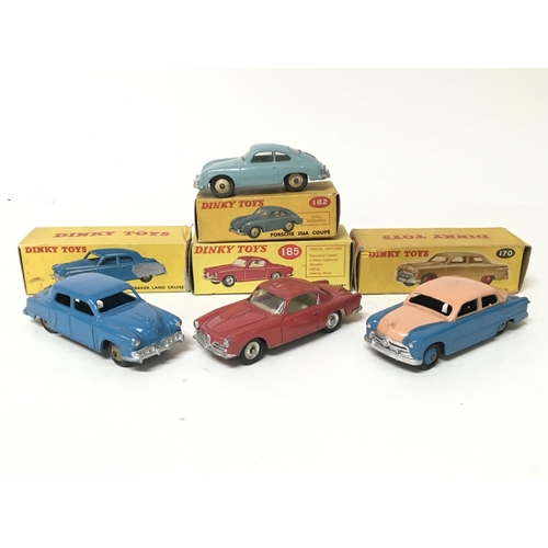 2073 - Dinky toys, #172 Studebaker land cruiser, #185 Alfa Romeo 1900 super sprint, #170 Ford Fordor sedan ... 