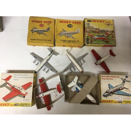 2088 - Dinky toys, a collection of boxed Diecast aircraft including #706 Vickers Viscount, #708 Vickers Vis... 