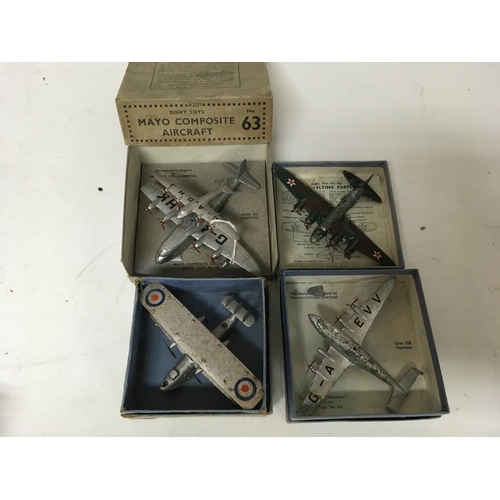 2090 - Dinky toys, pre war dinky aircraft, boxed including #63 Mayo composite aircraft, #63G Flying Fortres... 