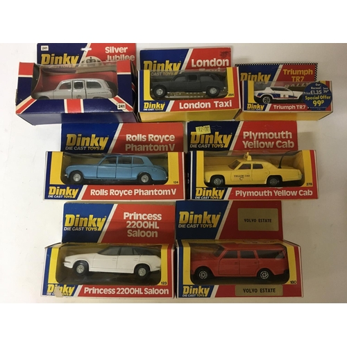 2099 - Dinky toys, a collection of boxed Diecast vehicles including #241 Silver jubilee taxi, #284 London t... 