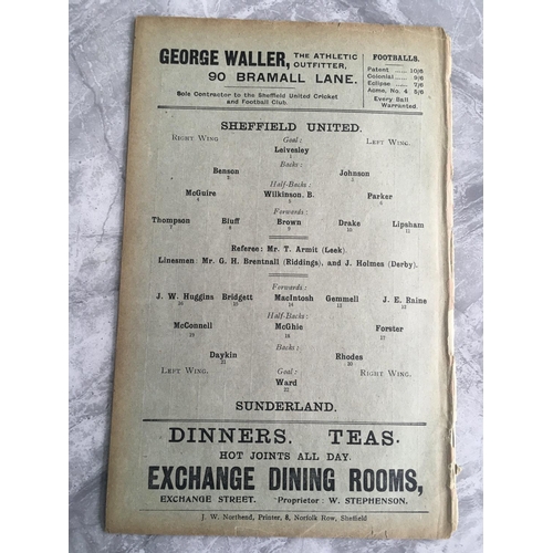 100 - 1906/07 Sheffield United V Sunderland Football Programme: Ex bound in good condition from the League... 