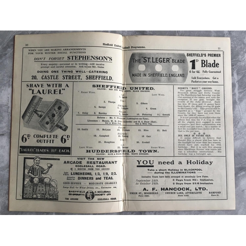 108 - 32/33 Sheffield United v Huddersfield Town Football Programme: Very good condition dated 17 9 1932. ... 