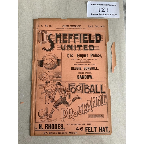 121 - 1900/1901 Sheffield United Reserves v Rest Of League Football Programme: 16 pager ex bound with spin... 