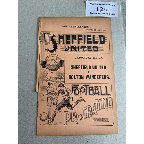 124 - 1900/1901 Sheffield United Reserves v Derby County Football Programme: 4 pager ex bound with 30 per ... 