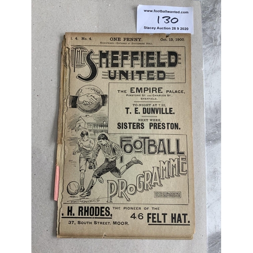 130 - 1900/1901 Sheffield United v Sunderland Football Programme: 16 pager ex bound with completely split ... 