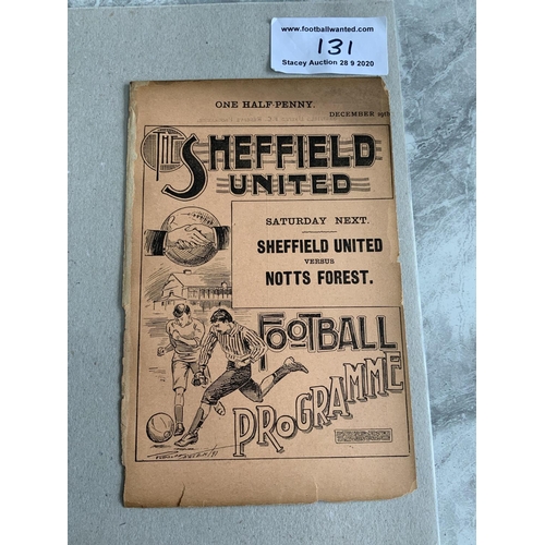 131 - 1900/1901 Sheffield United Reserves v Sheffield Wednesday Football Programmes: 4 pagers are ex bound... 