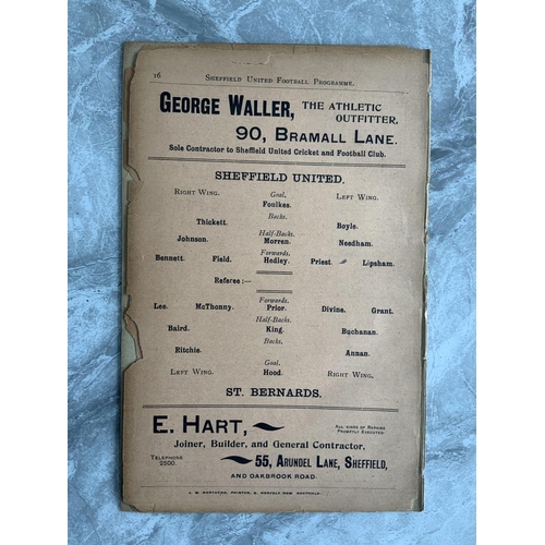 132 - 1900/1901 Sheffield United v St Bernards Football Programme: 16 pager ex bound with completely split... 