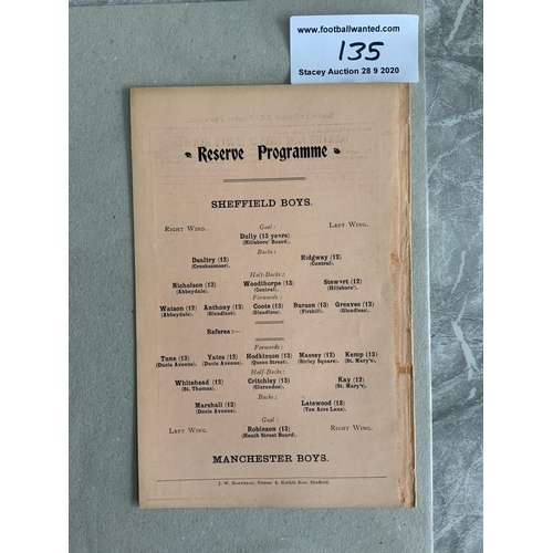 135 - 1900/1901 Sheffield United Boys v Manchester Boys Football Programme: 4 pager ex bound in good condi... 