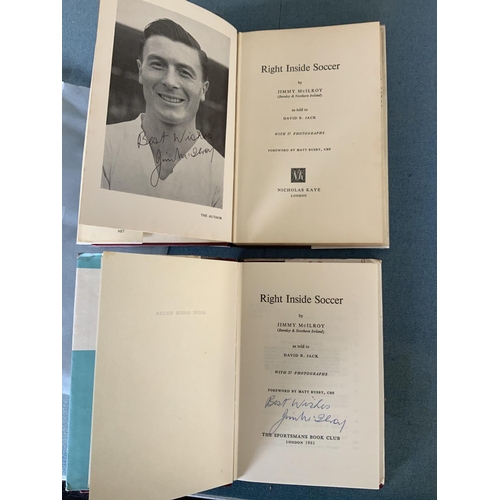 1410 - Jimmy McIlroy Signed Burnley Football Books: Original Autobiography Right Inside Soccer 1960 1st Edi... 