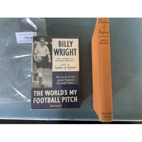 1414 - Billy Wright England Signed Football Books: The Worlds My Football Pitch and Captain Of England both... 