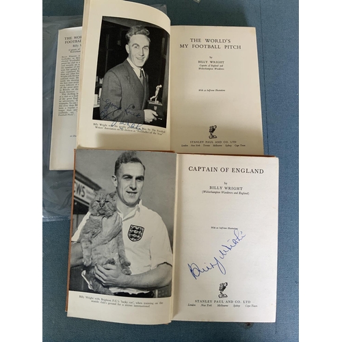 1414 - Billy Wright England Signed Football Books: The Worlds My Football Pitch and Captain Of England both... 