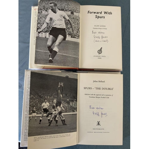 1421 - Cliff Jones Signed Tottenham Football Books: Forward With Spurs and Spurs The Double by Julian Holla... 