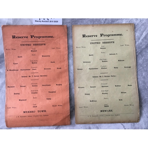 144A - 1908/09 Sheffield United Reserve Football Programmes: Matches v Mexbro which doubles up as a local s... 