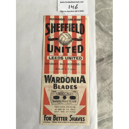 146 - 45/46 Sheffield United v Leeds United Football Programme: Good condition gatefold programme from the... 