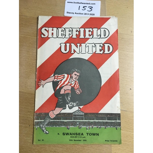 153 - 35/36 Sheffield United v Swansea Town Football Programme: Excellent condition League match dated 26 ... 