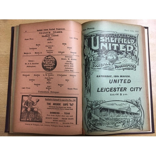 155 - 1926/27 Sheffield United Bound Volume Of Football Programmes: All 21 League matches plus Bury abando... 