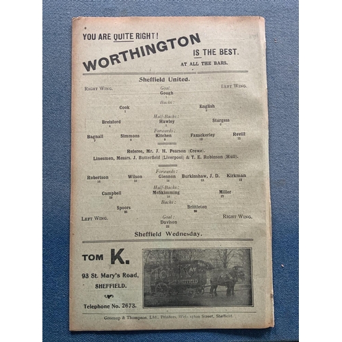 164 - 1913/14 Sheffield United v Sheffield Wednesday Football Programme: Good condition 16 pager from the ... 