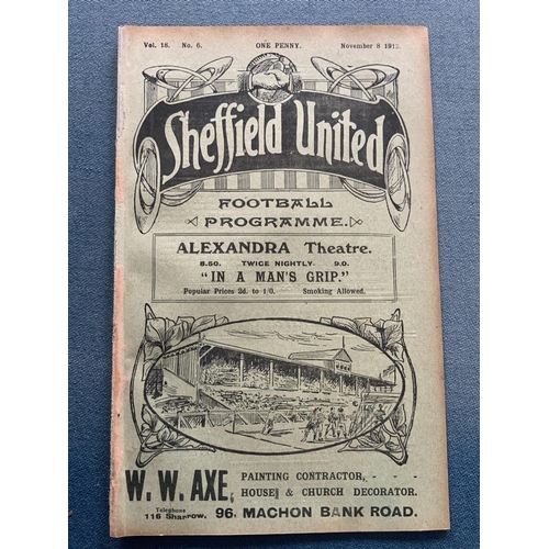 166 - 1913/14 Sheffield United v Chelsea Football Programme: Good condition 16 pager from the last season ... 