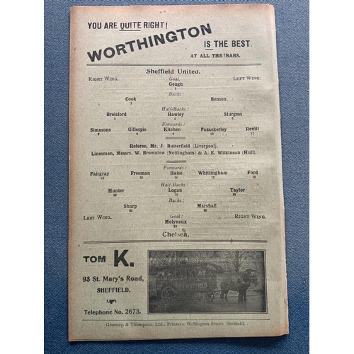 166 - 1913/14 Sheffield United v Chelsea Football Programme: Good condition 16 pager from the last season ... 