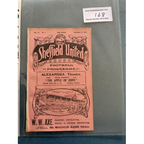 168 - 1913/14 Sheffield United v Manchester United Football Programme: Good condition 16 pager from the la... 