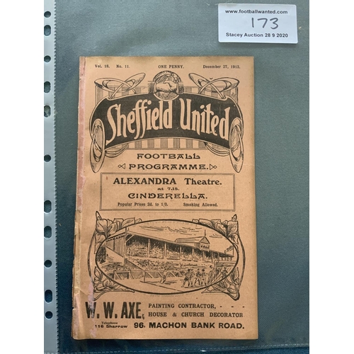 173 - 1913/14 Sheffield United v Derby County Football Programme: Good condition 16 pager from the last se... 