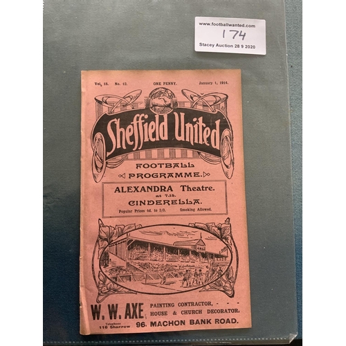 174 - 1913/14 Sheffield United v Aston Villa Football Programme: Good condition 16 pager from the last sea... 