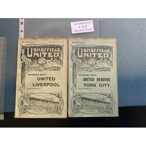 175 - 1913/14 Sheffield United Reserve Football Programmes: Good condition 4 pagers from the last season b... 