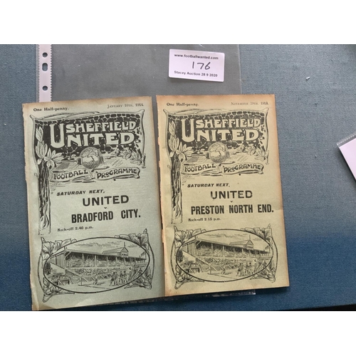 176 - 1913/14 Sheffield United Reserve Football Programmes: Good condition 4 pagers from the last season b... 