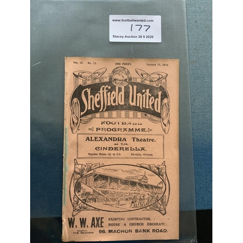 177 - 1913/14 Sheffield United v Bradford City Football Programme: Good condition 16 pager from the last s... 