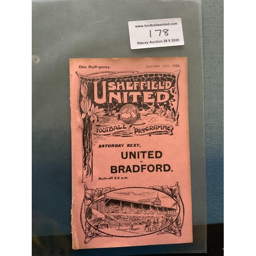 178 - 1913/14 Sheffield Boys v Bradford Boys Football Programme: Good condition 4 pager from the last seas... 