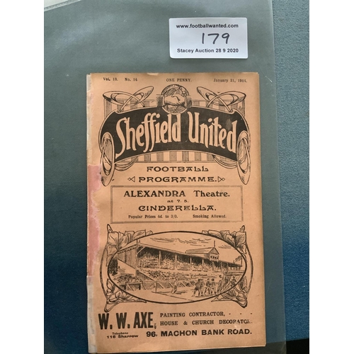 179 - 1913/14 Sheffield United v Bradford Park Avenue FA Cup Football Programme: Good condition 16 pager f... 